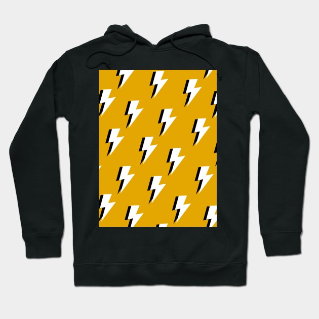 White Lightning Bolts on Mustard Yellow Hoodie by OneThreeSix